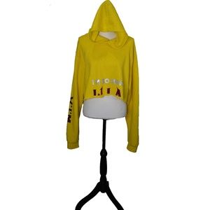 W.I.A. "I'M SO HIGH" YELLOW CROPPED HOODIE